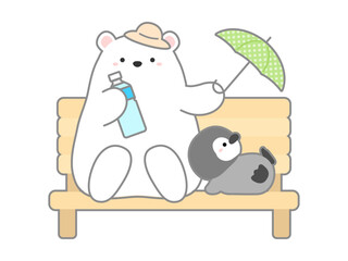 熱中症の予防や注意喚起のための挿し絵イラスト、ベクターイラストの素材