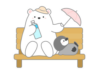 熱中症の予防や注意喚起のための挿し絵イラスト、ベクターイラストの素材