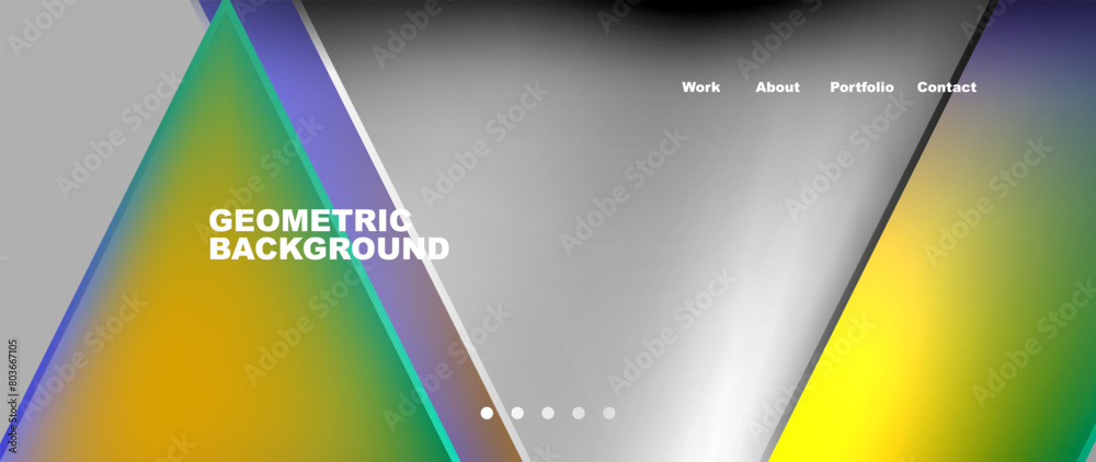 Poster a vibrant geometric background featuring colorful triangles on a sleek gray backdrop. perfect for el