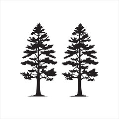 Obraz premium Tree and forest silhouettes silhouette tree line drawing set coconut tree silhouette illustrations