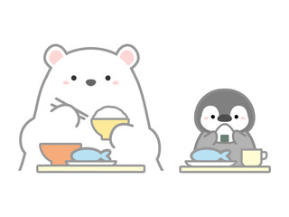 食事をするシロクマとペンギン03