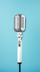 Retro microphone on blue background