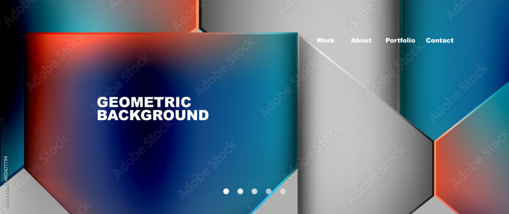 Leinwandbilder the geometric background resembles a soccer ball with fluid shapes in electric blue and magenta colo