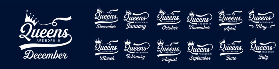 set of various months are born in design vector illustration