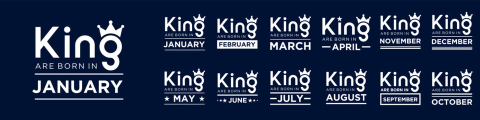 set of various months are born in design vector illustration