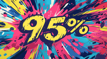 A bold '95% Off' discount offer stands out on an abstract, multicolored background with a splash design.