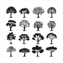 Tree and forest silhouettes silhouette tree line drawing set coconut tree silhouette illustrations