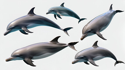 an assortment of dolphins as an isolated and transparent PNG in a Nature-themed, 
