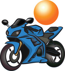 Hand-drawn illustration of a colored motorcycle, vector of a colored motorcycle