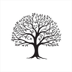 Obraz premium Tree and forest silhouettes silhouette tree line drawing set coconut tree silhouette illustrations