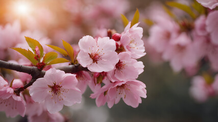 Cherry blossom. Mesmerizing display of sakura in full bloom creating colorful and whimsical tapestry of spring ideal addition to botanical and seasonal concepts