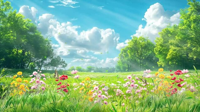 蝶の舞うお花畑