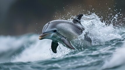 dolphin jumping out of water,
 Dolphin Swimming Playfully in the Waves 