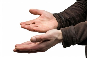 mans hands isolated over white background