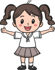 Cute Schoolgirl Cartoon Character