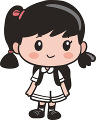 Cute Schoolgirl Cartoon Character