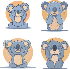 Koala Characters in Various Poses