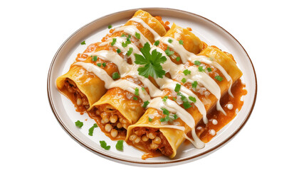 Baked Chicken Enchiladas on transparent background