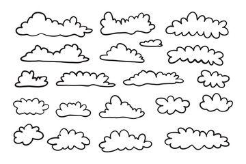 Doodle line cloud hand drawn in the sky