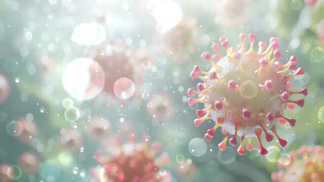 illustration background with viruses- polioviruses- a virus trans. seamless looping overlay 4k virtual video animation background