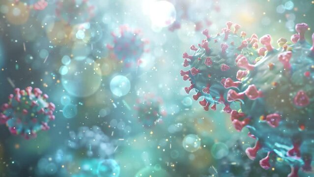 background with viruses- polioviruses illustration. medical and science background. seamless looping overlay 4k virtual video animation background