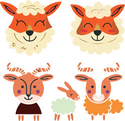 Adorable Cartoon Alpaca Faces