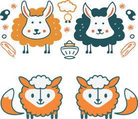 Adorable Cartoon Alpaca Faces