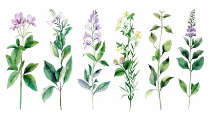 Elegant botanical illustrations of flowers, leaves, or herbs for botanical-themed designs or packaging.