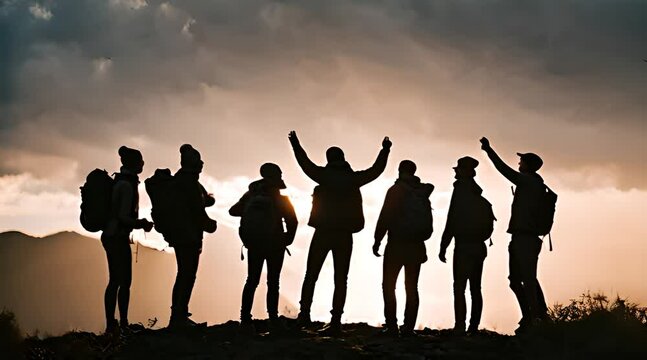 Alpinista ayuda a su compa&ntilde;ero de equipo a escalar la cima