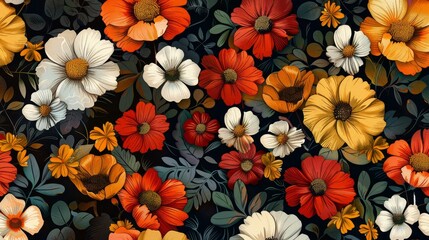 Fototapeta premium Seamless pattern background of beautiful flowers