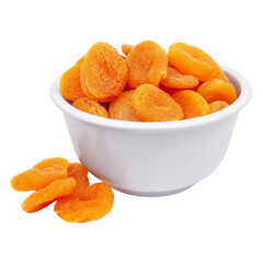 A portion of dried apricots isolated transparent