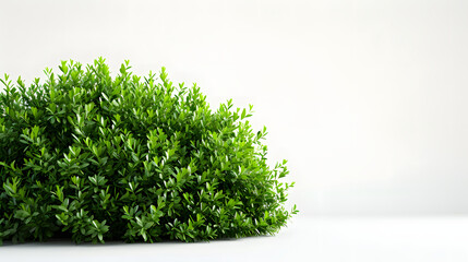 green bush on white background with copy space