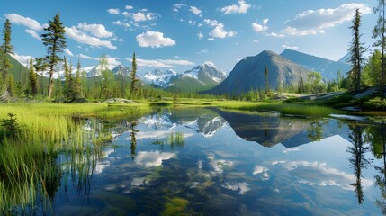 Mountain tranquility mirrored in a crystal-clear lake