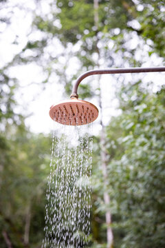 A simple rustic outdoor shower