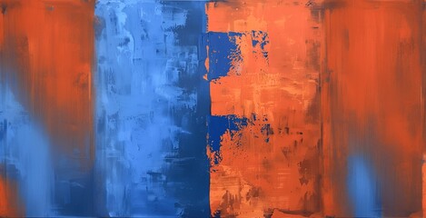 Abstract painting with bold blue and orange hues, perfect for adding a touch of contemporary flair to any room