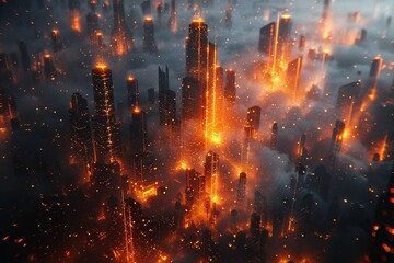 "Apocalyptic Cityscape: Urban Inferno"