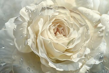 Capture the delicacy of a blooming white rose from a worms-eye view Let soft white light gently illuminate its petals