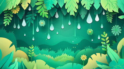 rainwater harvesting green paper cut nature banner