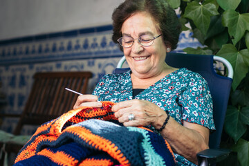 Granny Hobbies: Older Woman Crocheting