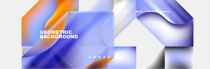 A closeup shot of an electric blue triangle on an Azure and orange geometric background. Rectangle shapes and transparent materials create a sleek technology display device for a modern brand