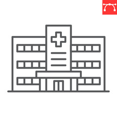 Hospital line icon, building and architecture , clinic center vector icon, vector graphics, editable stroke outline sign, eps 10.