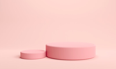 Platforms pastel. minimal scene with pink podiums. Abstract geometric circle background. for trade show Cute, baby accessories, fashion, cosmetics, or beauty products