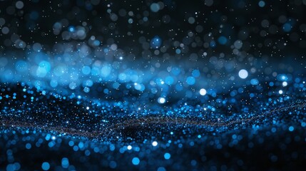 Obraz premium abstraction deep black background with blue glitters 