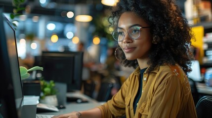Focused Payroll Specialist Reviewing Financial Data on Secure Computer System