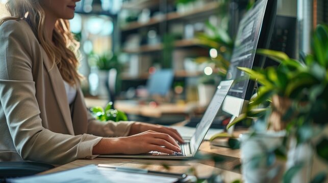 Payroll Specialist Meticulously Processing Employee Salaries and Benefits on a Secure Digital System