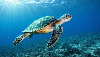 Ocean Lament: Sea Turtle Entangled in Plastic Waste, Depicting the Devastating Impact of Pollution