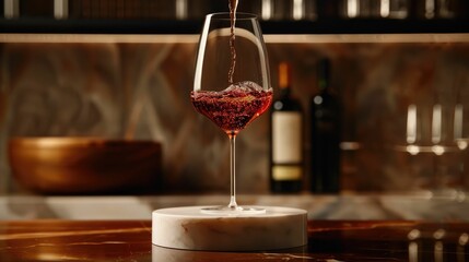 Enchanting Red Wine Levitating in Mesmerizing Glass for Magical Toast