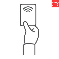 Contactless payment line icon, banking and finance, cashless pay vector icon, vector graphics, editable stroke outline sign, eps 10.