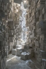 Room With Full of Stack Papers
