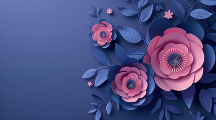 paper flower craft abstract background paper cut 3d with space for text